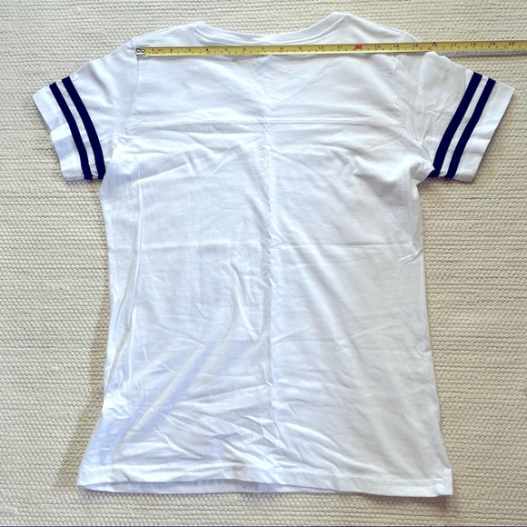 LAT Apparel Rhinestone Proverbs 31 Varsity White Cotton T-Shirt Size S - Picture 4 of 6